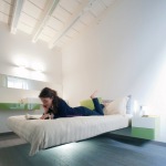 Bedroom,The Best High Quality Floating Bed Design Ideas With Beautiful White Wall Paint And Comfortable White Mattress Also Adorable Gray Wood Floor,Pleasured Floating Bed Ideas