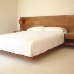 Bedroom,Traditional Floating Bed Design Ideas With Gorgeous Wood Bed Frame On Combined Soft White Mattress And Style Plain Flax Background Mixed Also Unique Two Desk Lamp,Pleasured Floating Bed Ideas