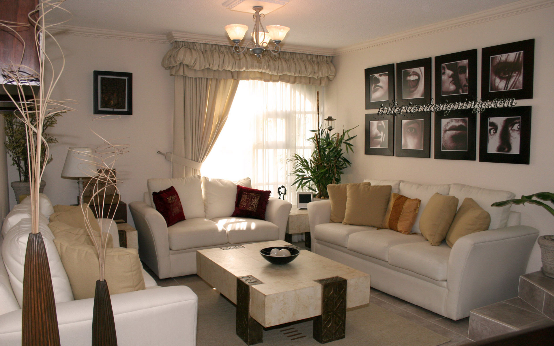 Interior,Extraordinary Interior Designer Living Room Design Inspiration With Amazing White Leather Sofas And Unique Broken White Marble Table Plus Soft Large Cream Curtains Also Beautiful Black Picture Frame On The White Wall,The Best High Quality And Cheap Interior Designer Living Rooms