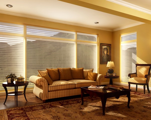 Interior,New Model Stripe Sofa On Combined Soft Pillow And Beautiful Dark Brown Table Also The Best Large Blind For Home Design Inspiration With Beautiful Picture Frame For Living Room,Cool And Trend Blinds For Your Home