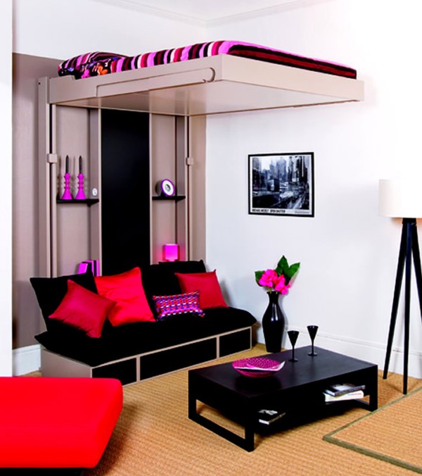 Bedroom,Ultra Modern White Wall Paint Boy And Girl Bedroom Ideas With Awesome Floating Bed In Beautiful White Wood Bed Frame Plus Comfortable Black Sofa On Combined Soft Cushions Also Adorable Rectangular Black Wood Table,Exceptional Delightful Boy And Girl Bedroom Ideas
