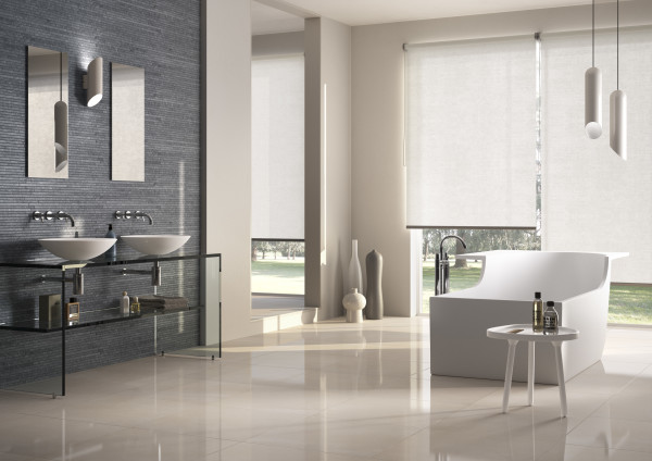 Bathroom,Breathtaking Large Space Best Modern Bathroom Design Inspiration With Amazing Clear Glass Bathroom Vanity On Combined Cool Double White Ceramic Vessel Sink Plus Beautiful Double Vertical Wall Mirror And Unique White Ceramic Freestanding Bathtub Also Gorgeous White Pendant Lamps,The Best Modern Bathrooms Design Great