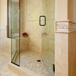 Furniture,Magnificent Cream Themed Shower Design Small Bathroom With Wonderful Glass Door Shower And Beautiful Black Handle Door Also Gorgeous Cream Ceramic Tile Floor ,Modern Shower Designs Small Bathrooms