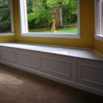 Furniture,Enthralling Yellow Wall Paint Bay Window With Seat Design Inspiration And Stunning White Bay Window Seat Plus Soft Brown Rug Also Modern Glass Windows,Stylish Bay Window With Seat