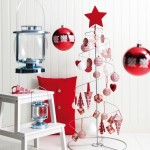 Furniture,Amazing White Linen Wall Panel Best Christmas Decorating Ideas With Creative Christmas Tree Plus Beautiful Red Over Ball Ornaments And Nice Red Christmas Star Ornaments Also Comfortable White Wood Chair,The Best Christmas Decorating Ideas And Christmas Tree For Your Home
