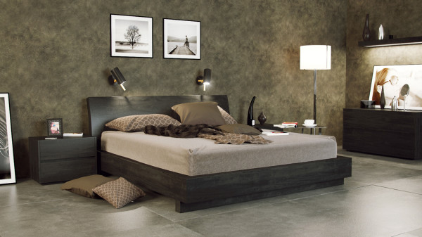 Bedroom,Fabulous Bedroom Inspiration With Awesome Black Bed Frame On Combined Soft Grey Puffy Mattress And Small Black Case Wardrobe Also Beautiful Brown Interior Wall,Modern Bedroom Inspiration