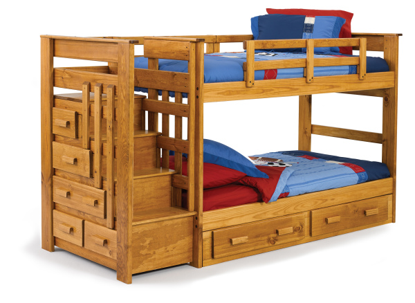 Bedroom,Trendy Teenage Bedroom Furniture For Boy Design Ideas With Cool Natural Wooden Bunk Bed And Wonderful Under Storage Bed Also Soft Blue Coverings Beds Plus Nice Wooden Stairway,Modern Teenage Bedroom Furniture For Boys Design Inspiration 