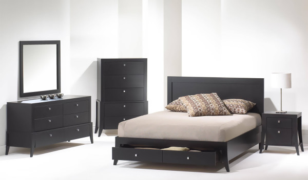 Bedroom,Extraordinary White Scheme Cheap Bed Design With Modern Black Bed Frame On Combined Drawer And Soft Beige Mattress Also Cool Black Bedside,Collection Of Fun And Cheap Bed