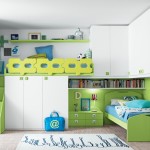 Bedroom,Exceptional White Ceiling Really Cool Bedroom Design Inspiration With Picturesque White Plus Green Bunk Bed On Combined Comfortable Blue Bed Sheets And Beautiful White Wood Wardrobe Also Stylish Floating Green Shelf On The White Wall,Really Cool Bedrooms Designed With A High Comfort Level