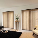 Interior,Pretty Two Cream Verticle Blind With Cool Black Sofa And Beautiful Black Fur Rug Also Beautiful Picture Frame For Classic Concept,Nice Spectacular Verticle Blinds Design Inspiration