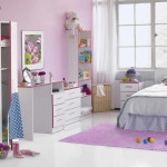 Bedroom,Nice Purple And White Themed Kids Bedroom Design Ideas With Comfortable White Bedding And Gorgeous White Wardrobe Also Soft Purple Rug On Combined White Tiles,Delight Kids Bedroom Design