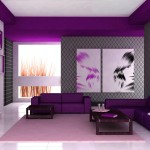 Interior,Picturesque Living Room Interior Design Photo With Stunning Purple Leather Sofas And Cool Dark Brown Wood Coffe Table On Combined Soft Light Purple Rug Plus Modern White Ceramic Tile Floor Also Beautiful White Mixed Purple Ceiling,Best High Quality Interior Design Photos To Your Living Room