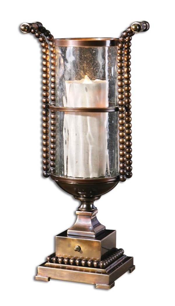 Interior,Admirable Table Uttermost Lamp Design With Beautiful Plated Bronze Metal And Beaded Detail Also Ivory Faux Candle For Elegant Concept,Style Contemporary Table Uttermost Lamps