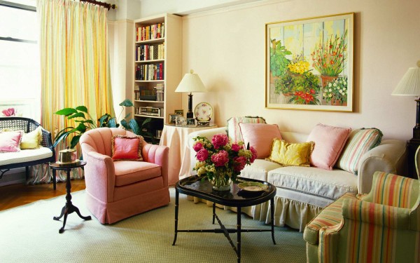 Furniture,Nice Spectacular Ideas For Interior Design With Charming Sofas And Cool Black Oval Table Plus Extra Tall Bookcase Also Cute Colorful Striped Curtains,Charming Ideas For Interior Design Home