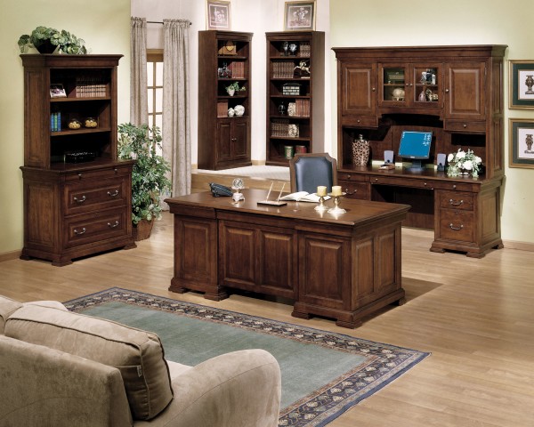 Furniture,Marvelous Large Space Desk Chair Decoration With Adorable Brown Wood Desk On Combined Trendy Bright Brown Wood Floor And Cool Corner Brown Wood Bookcases Also Comfortable Light Brown Fabric Sofa Plus Wonderful Light Yellow Wall Paint,High Quality With Style Rustic Desk Chairs