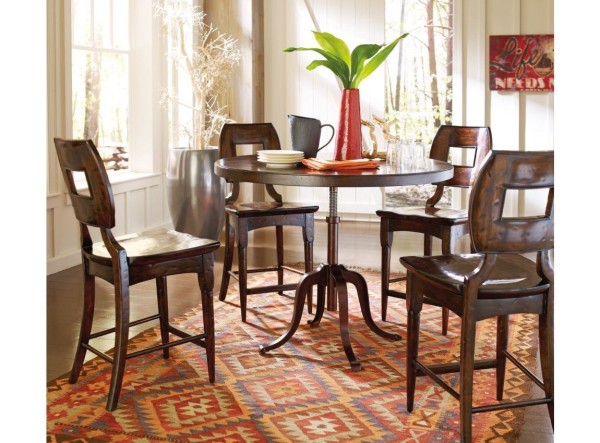 Dining Room,Fascinating Costa Del Sol Marquetry Stanley Dining Set Design With Extra Tall Round Wood Dining Table And Vintage Wood Chairs Also Beautiful Southwest Rug On Combined Funny Colorful,Stanley Furniture Dining Room 