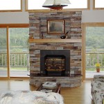 Interior,Splendid White Wall Paint Stone Fire Places Decoration With Trendy Brick Stone Firaplace And Stylish Brown Wood Wall Mount Shelf Also Gorgeous Natural Backdrop Plus Splendid Brown Wood Window Frame,The Beauty Of Stone Fire Places Your Home Inspiration