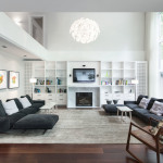 Furniture,Astounding White Wall Paint Sofa For Small Living Room Decoration With Stylish Two Black Fabric Sectional Sofa Plus Soft White Pillows And Exquisite Gray Great Area Rug On Combined Beautiful Glossy Brown Laminate Flooring Also Unique White Over Pendant Lamp,The Most Convenient Sofas For Small Living Rooms