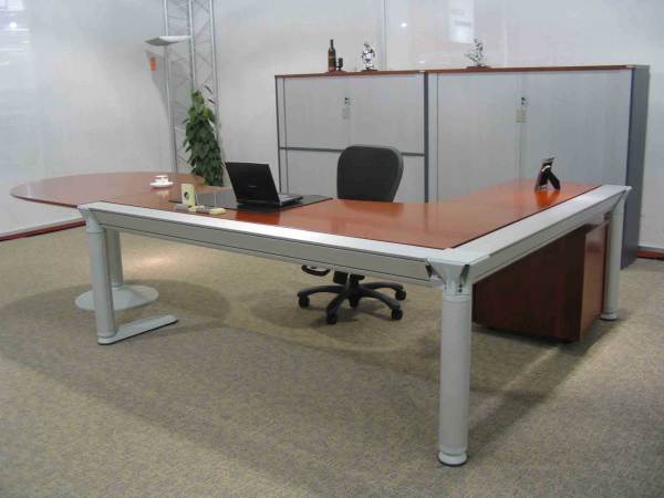Furniture,Executive Modern Desk For Small Space Design Ideas With Stylish Brown White Curved Office Desk And Cozy Black Swivel Chair Also Beautiful Two Gray Cabinet,Styles Modern Desks For Small Spaces