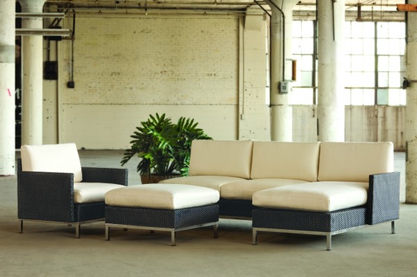 Exterior,Charming Lloyd Flanders Furniture Design Ideas With Beautiful Black Rattan And Comfortable Cushion Lounge Chair Also Cozy Cushioned Ottoman,Exquisite Outdoor By Lloyd Flanders Furniture