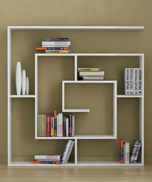 Furniture,Amazing Furniture Book Shelf Design Ideas With Modern Square Wall Bookshelf And Beautiful White Color Also Cool Bright Brown Wood Floor,Contemporary Furniture Book Shelf Designs 2015