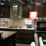 Furniture,Charming Cream Subway Tile Backspash Ikea Small Kitchen Design Ideas With Wonderful Dark Brown Wood Kitchen Cabinet On Combined Nice White Countertop And Cool Dark Brown Wood Floating Kitchen Cabinet Plus Beautiful Stainless Steel Cooker Hood Also Adorable Chrome Kitchen Faucet For Rustic Concept,Contemporary Ikea Small Kitchen Design Idea