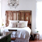 Bedroom,Affordable Very Small Bedroom Design Inspiration With Comfortable White Bed Cover On Combined Soft Pillow And Cool Wood Doors Recycling Headboard In Brown Color Also Gorgeous Wood Floor Plus Amazing Chandelier ,Very Small Bedroom Design And Small Space