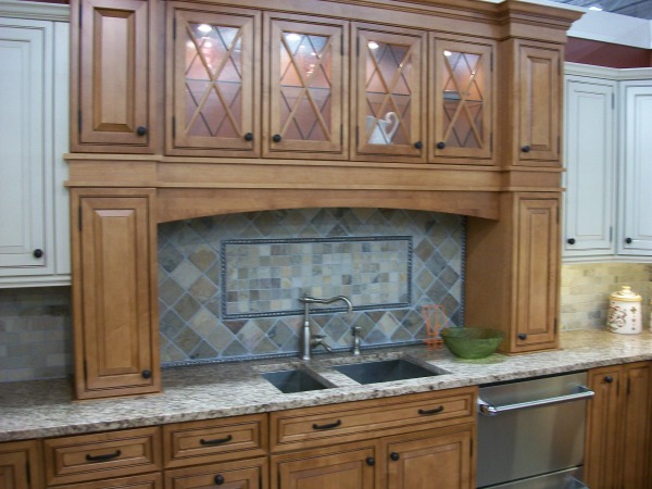 Furniture,Nice Spectacular Cabinet Door Design Inspiration With Nice Brown Wood Kitchen Cabinet On Combined Beautiful Cream Granite Countertop And Cool Stainless Kitchen Faucet Also Trendy Clear Glass Door,Unique Cabinet Doors For Kitchen