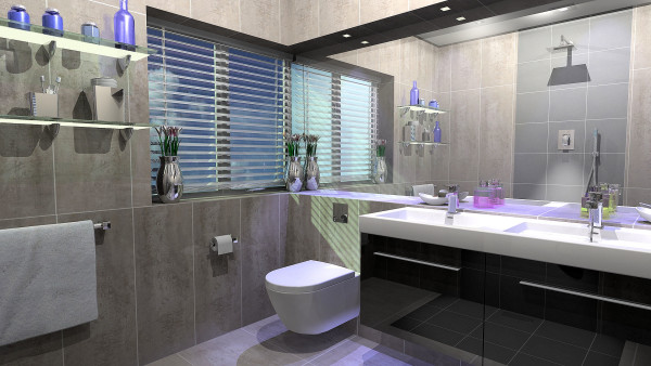 Bathroom,Nice Spectacular Bathroom Ideas With Nice Black Glossy Bathroom Vanity On Combined Beautiful White Ceramic Vessel Sinks Plus Cool Stainless Bathroom Faucets And Comfortable White Ceramic Latrine Also Extra Large Wall Mirror,Small Space With Contemporary Bathroom Ideas
