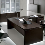 Office & Workspace,Cool Awesome Wooden Executive Office Desk Design On Combined Brown Color And Comfortable Black Arm Chair Also Unique Two Chair,Comfort Workspace With Exetucutive Office Desks