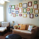 Apartments,Exquisite Colorful Picture Frames On The White Wall Furniture For Apartment Decoration With Adorable Brown Fabric Sofa And Cozy Lounge Chair Also Comfortable Black Leather Ottoman Plus Nice Black Square Accent Table On Combined Beautiful Colorful Drum Table Lamp,Cheap Furniture For Apartments Decoration Modern