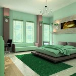 Bedroom,Delightful Pile Green Wall Paint Really Cool Bedroom Design Inspiration With Charming Black Platform Bed On Combined Comfortable Pile Green Bed Sheet And Soft Pile Green Two Seater Sofa Also Gorgeous Crystal Chandelier Plus Trendy Green Rectangular Rug,Really Cool Bedrooms Designed With A High Comfort Level