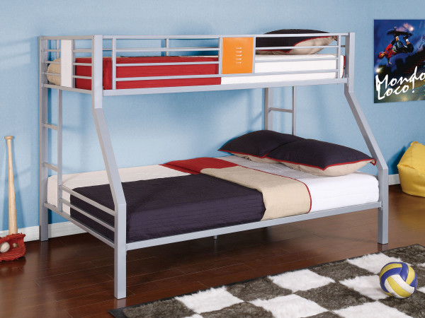 Bedroom,Affordable Light Blue Wall Paint Really Cool Bedroom Design Inspiration With Stylish Bunk Bed In Nice Gray Iron Bed Frame And Comfortable Bed Sheets Also Soft Black White Geomatric Rug On Combined Trendy Dark Brown Wood Floor,Really Cool Bedrooms Designed With A High Comfort Level