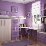Bedroom,Enthralling Purple Wall Paint Tween Room Design Ideas With Comfortable Purple Loft Bed And Charming Purple Drawers Plus Wonderful Corner Study Space Also Gorgeous White Bookcase ,Cool Awesome Tween Rooms Design Ideas