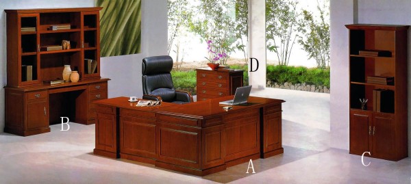 Office & Workspace,Style Executive Office Furniture Set Design Ideas With Antique Wood Desk And Comfortable Black Arm Chair Also Nice Large Wood Bookcase For Classic Concept,Smart Modern Executive Office Furniture Sets To Your Workspace