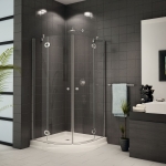 Furniture,Exquisite Dark Subway Tile Ceramic Wall Panel Shower Design Small Bathroom With Awesome Corner Shower Enclosures Plus Modern Acrylic Shower Tray And Cool Head Shower Also Amazing Vanities Single Vessel Sink In Beautiful White Mixed Black Color,Modern Shower Designs Small Bathrooms