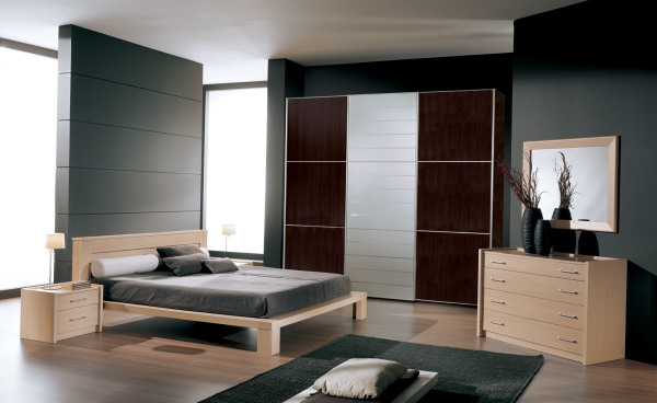Bedroom,Enchanting Black Wall Paint Furniture Ideas For Small Bedroom Design With Charming Natural Wood Platform Bed On Combined Soft Black Mattress And Extra Large Brown Mixed White Wardrobe Also Gorgeous Bright Wood Dresser Plus Nice Glass Mirror ,The Best Furniture Ideas For Small Bedrooms
