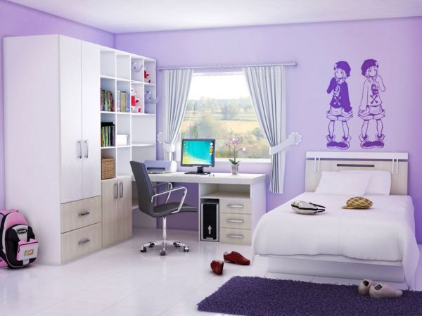 Bedroom,The Best Beautiful Purple Wall Paint Tween Boy Bedroom Ideas With Extraordinary White Low Profile Bed On Combined White Mattress And Cool White Wood Desk Also Beautiful White Wood Wardrobe,Modern Tween Boy Bedroom Ideas