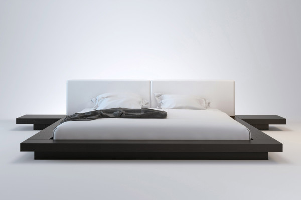 Bedroom,Stunning HB39AK Worth King Paltform Bed Design With Amazing Large Black Bed Frame And Comfortable White Mattress On Combined Soft Headboard Also Cozy White Pillow For Modern Concept,Cool Platform Bed Design