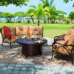 Living Room,Enticing Castelle Patio Furniture Design With Comfortable Brown Cushion Swivel Rocker And Modern Black Round Table On Combined Fire Pit,Nice Spectacular Outdoor From Castelle Patio Furniture