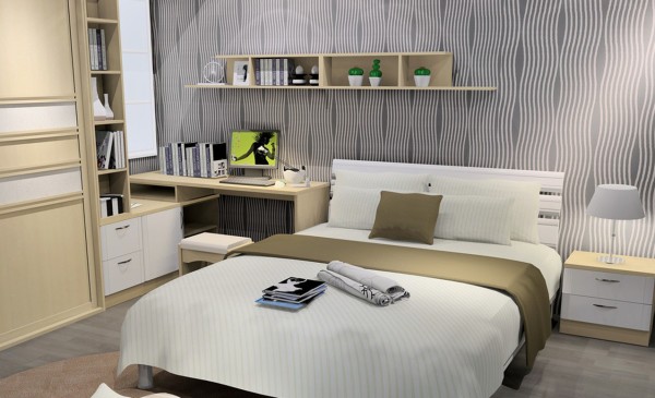 Bedroom,Adorable Minimalist Bedroom Design Inspiration With Comfortable White And Wonderful Cream White Nightstand Table On Combined White Desk Lamp Also Cozy Study Space ,Beauty A Minimalist Bedroom Ideas