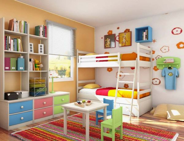 Bedroom,Dazzling Foxy Tween Room Decoration With Stylish Bunk Bed On Combined Beautiful White Bed Frame And Amazing Open Bookshelf Plus Nice Drawers Also Cute Colorful Jute Rug On Combined Wonderful Brown Floor ,Cool Awesome Tween Rooms Design Ideas