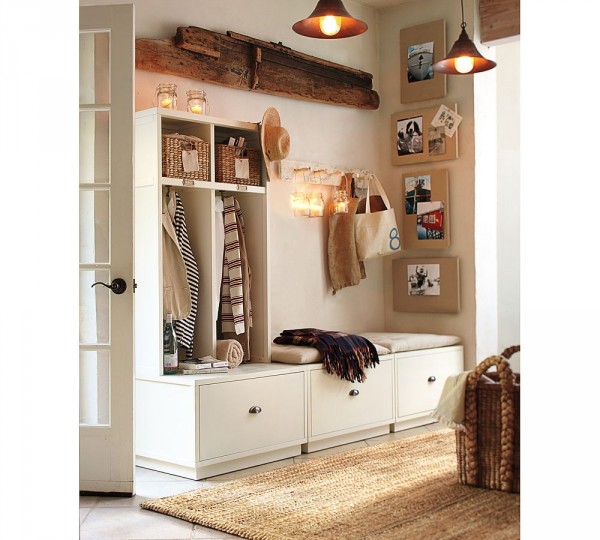 Interior,Contemporary White Storage Locker Design Inspiration With Beautiful Frame Picture Also Unique Hanging Pendant Light ,Trend Storage Lockers Design Inspiration