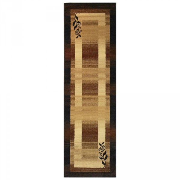 Interior,The Best High Quality Polypropylene Area Rug Runner Design Inspiration With Nice Spectacular Brown Black Color And Beautiful Laef Ornament,Area Rug Runners Design Ideas
