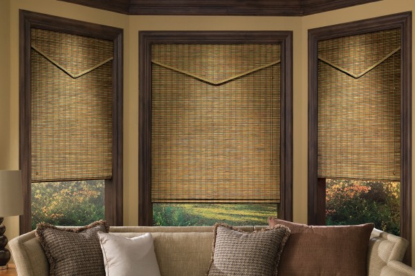 Furniture,New Model Wood Window Blind On Combined Gold Color Also Beautiful Cream Sofa And Soft Pillow For Traditional Concept,Cool Modern Style Wood Window Blinds