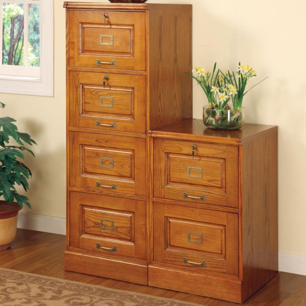 Furniture,Nice Spectacular Two Palmetto Oak File Storage Cabinet Design Ideas With Beautiful Brown Color Also Cool Arrangement Floral,Charming File Storage Cabinets Latest