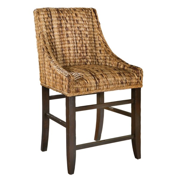 Furniture,Style Ponderosa Banana Leaf Counter Stool With Arm Design And Cozy Rattan Healty Back On Combined Brown Color For Vinatge Concept,Collection Of Counter Stools With Arms
