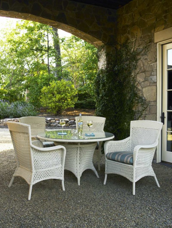 Exterior,The Best Beautiful LIoyd Flanders Furniture Design With Beautiful White Rattan Chairs And Cool Rattan Glass Table,Exquisite Outdoor By Lloyd Flanders Furniture
