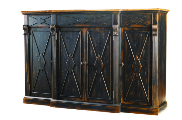 Furniture,Wonderful Hooker Sanctuary Design Inspiration With Style Four Door Three Drawer Credenza And Beautiful Black Color,Cool Hooker Sanctuary Furniture For Bedroom