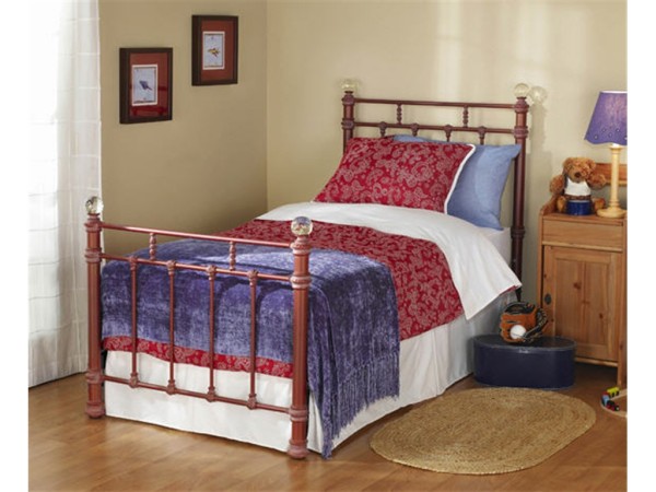 Furniture,Wonderful Wesley Allen Design Ideas With Stylish Iron Headboard And Comfortable White Matras Also Soft Two Red Blue Pillow,Stylish Iron Bed By Wesley Allen Designer
